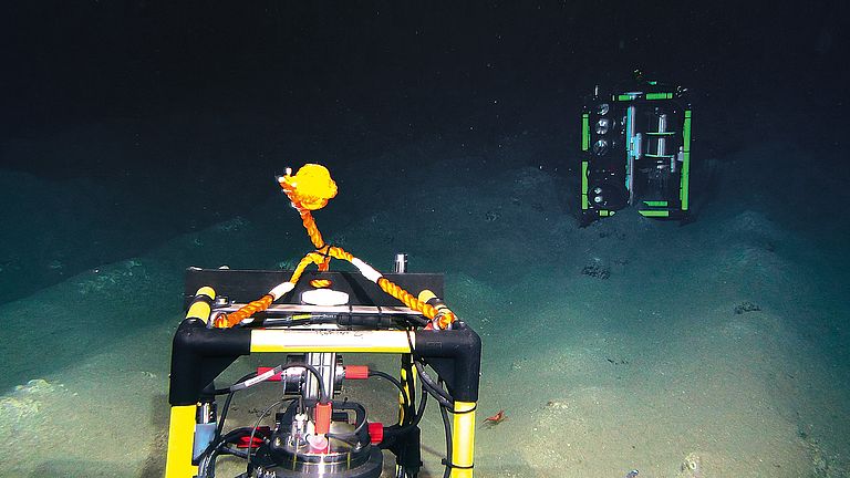 Sensor instruments deployed on a plough track.